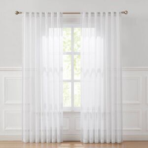 Lush Decor - 52"x84" Lush Decor Calia Textured Stripe Sheer Win White